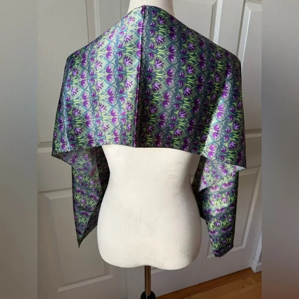 Collection XIIX Floral Purple Tulip Print Scarf‎ Silky Feel Easter Spring